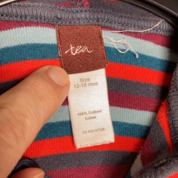 Tea Collection striped jumpsuit with hood size 12-18 mo - Picture 4 of 6